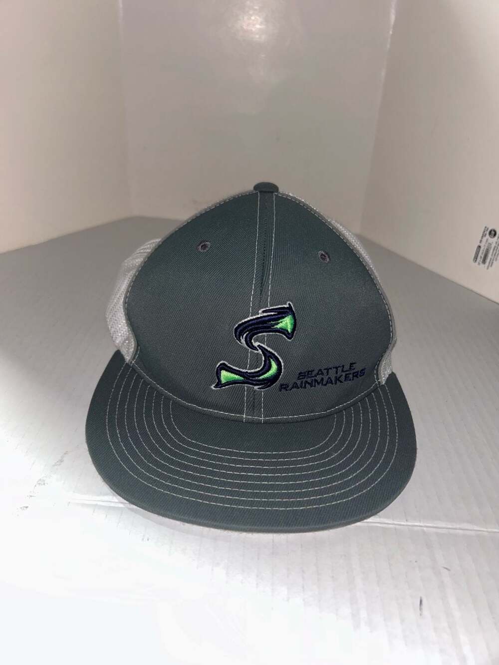 Pacific Headwear Seattle Rainmakers Breakmark Trucker Hat Grey White S-Med